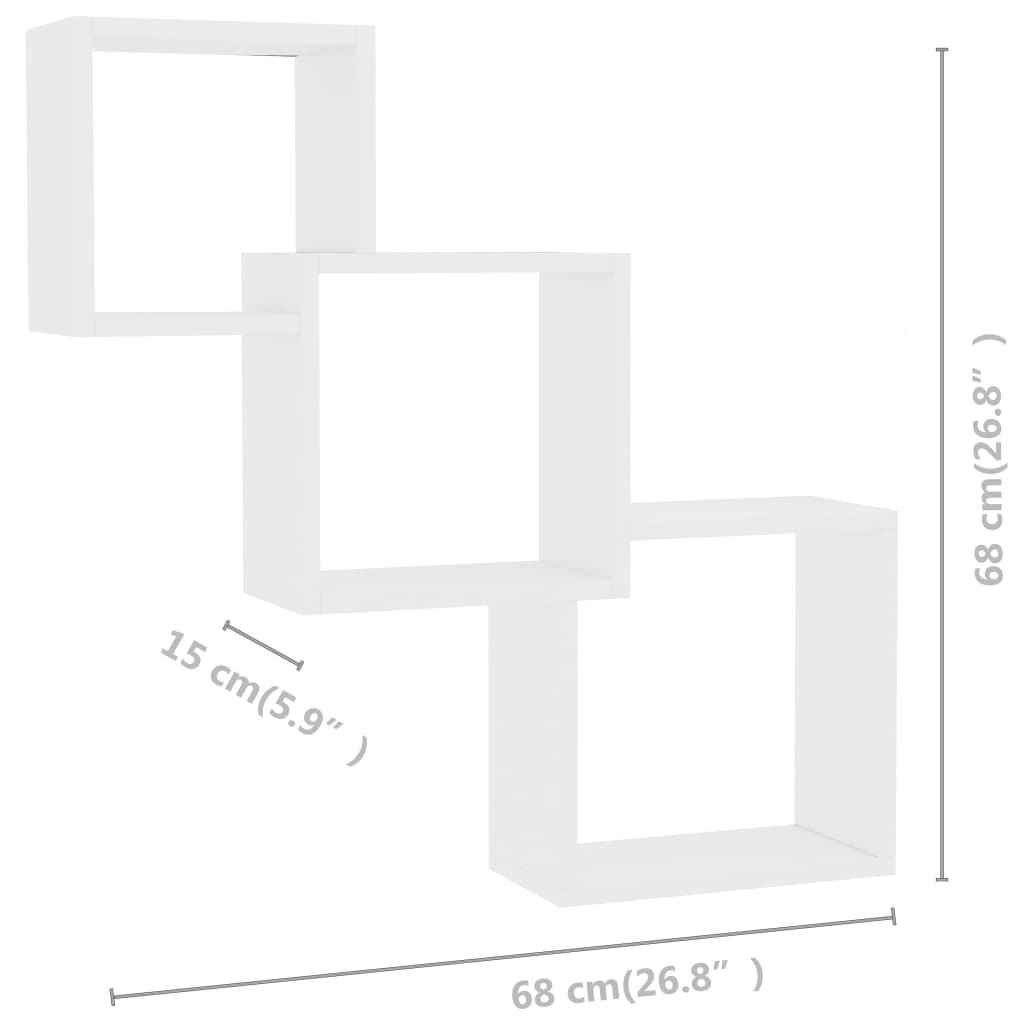 Estantes de pared Cube blanco 68x15x68 cm de madera