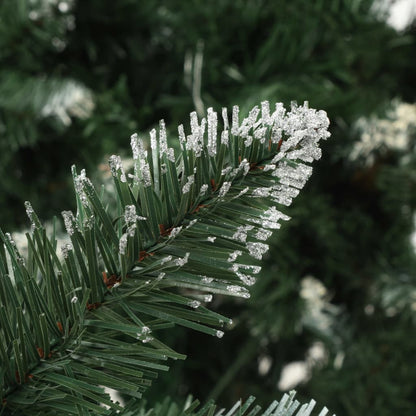 Árbol de Navidad artificial con piñas, purpurina blanca, 210 cm