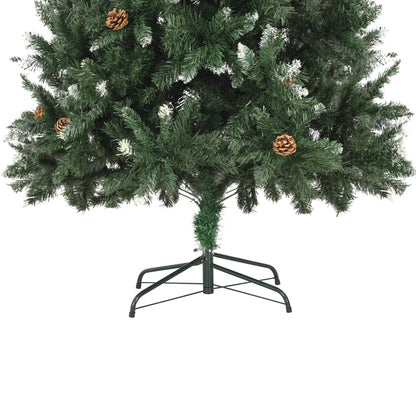 Árbol de Navidad artificial con piñas, purpurina blanca, 210 cm