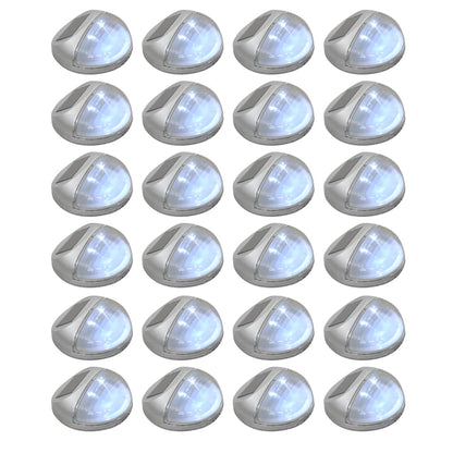 Lampes solaires d'extérieur pour mur LED 24 pcs. Ronde argent.