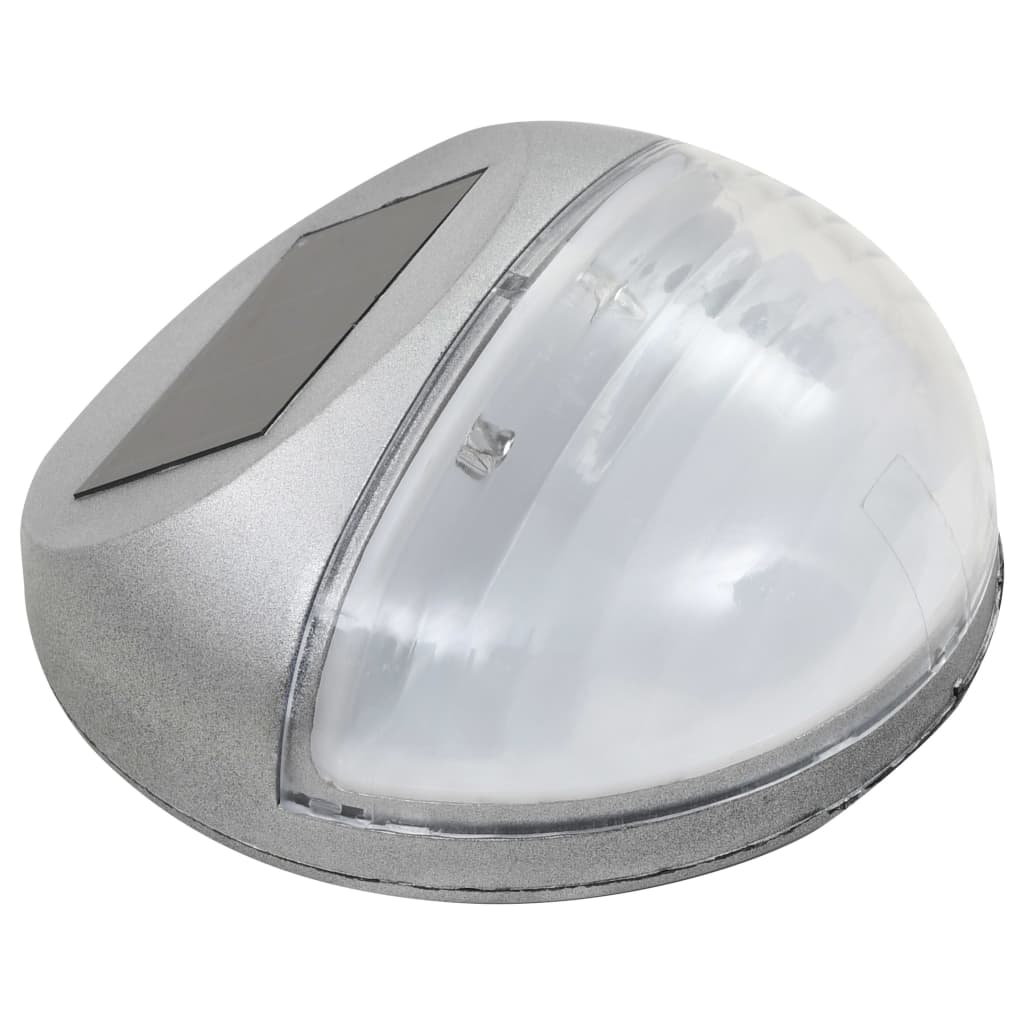 Lampes solaires d'extérieur pour mur LED 24 pcs. Ronde argent.