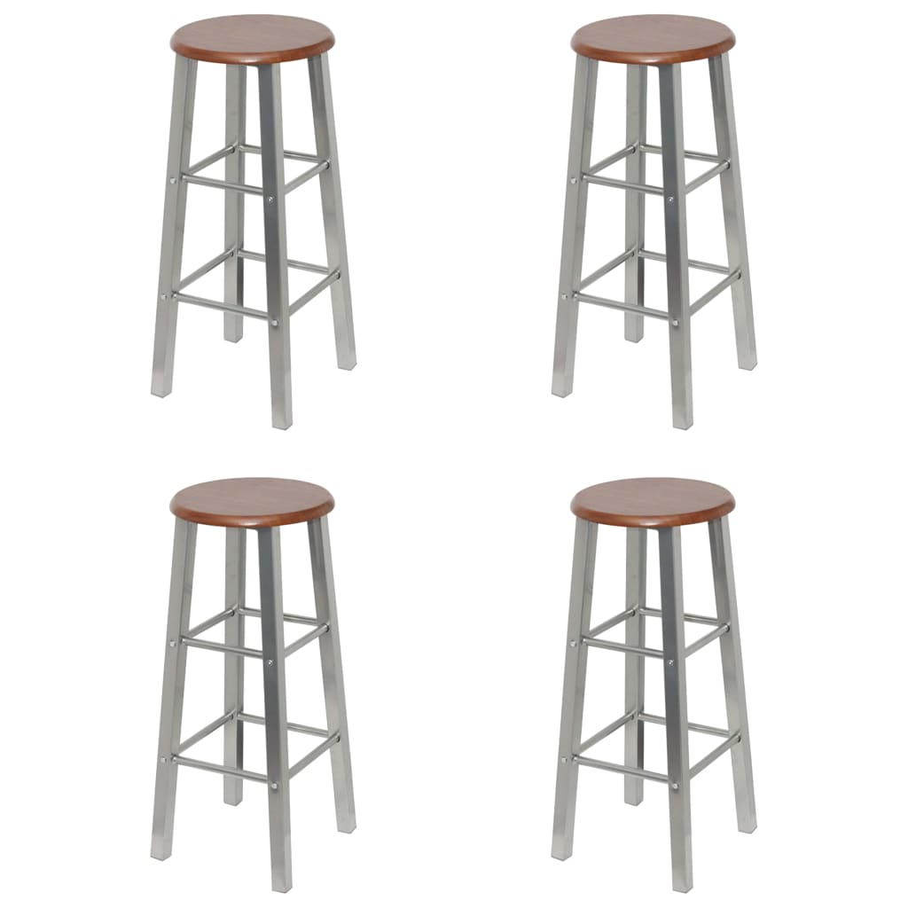 Tabourets de bar 4 pcs. MDF argenté et marron