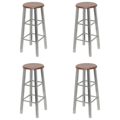 Tabourets de bar 4 pcs. MDF argenté et marron