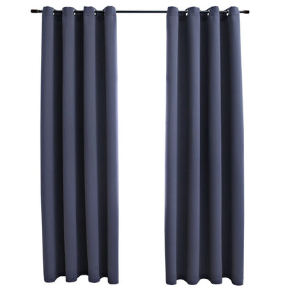 Cortinas opacas con ojales metálicos 2 piezas antracita 140x225cm