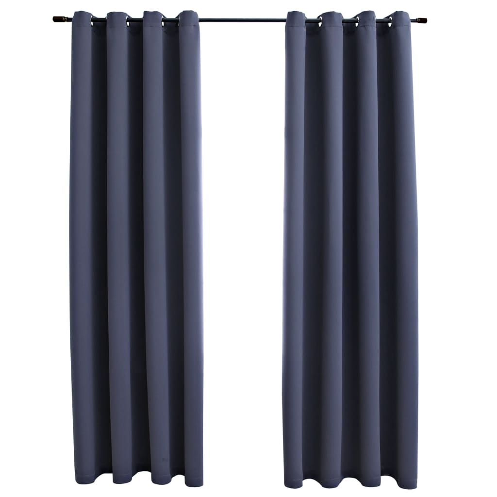 Cortinas opacas con ojales metálicos 2 piezas antracita 140x245cm