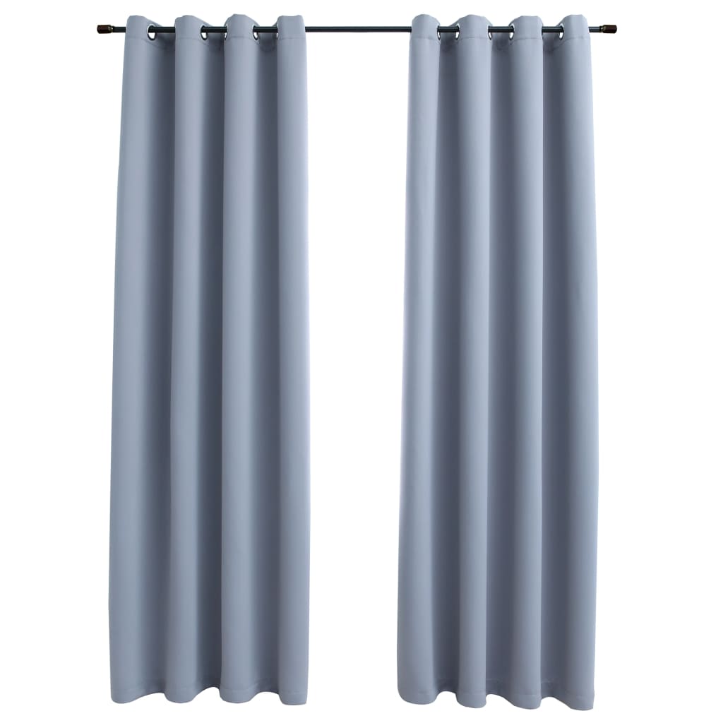 Cortinas opacas con ojales metálicos 2 piezas Gris 140x225cm.