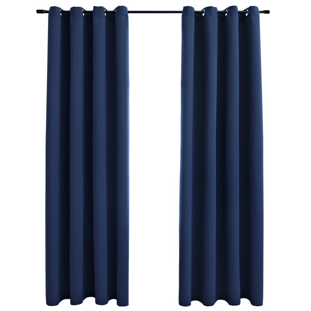 Cortinas opacas con ojales metálicos 2 uds. Azul 140x225cm.