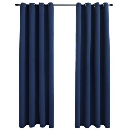 Cortinas opacas con ojales metálicos 2 uds. Azul 140x225cm.