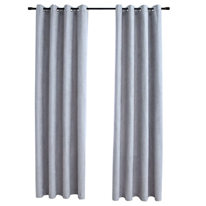 Cortinas opacas con ojales metálicos 2 uds. Gris 140x175 cm.