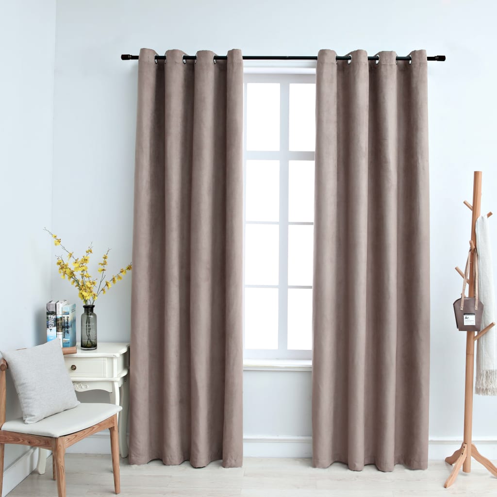 Cortinas opacas con ojales metálicos 2 piezas taupe 140x245 cm