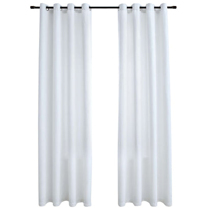 Cortinas opacas con ojales metálicos 2 piezas Gris blanco 140x245 cm.