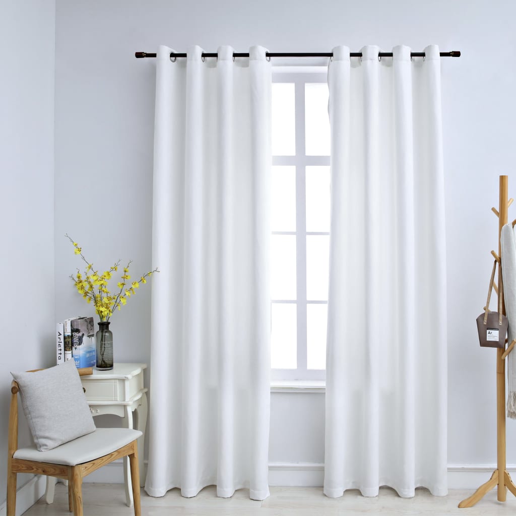 Cortinas opacas con ojales metálicos 2 piezas Gris blanco 140x245 cm.