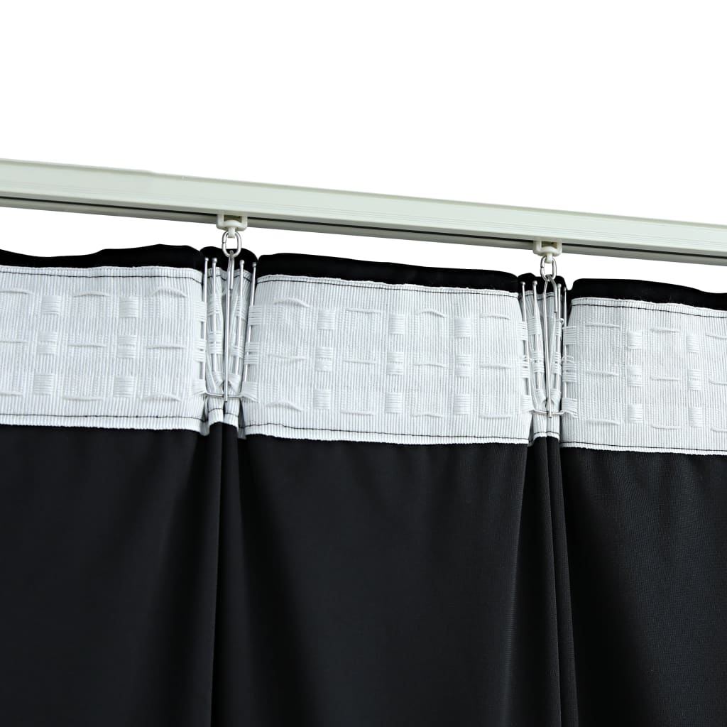 Cortinas opacas con ganchos 2 uds. Terciopelo Negro 140x175 cm.