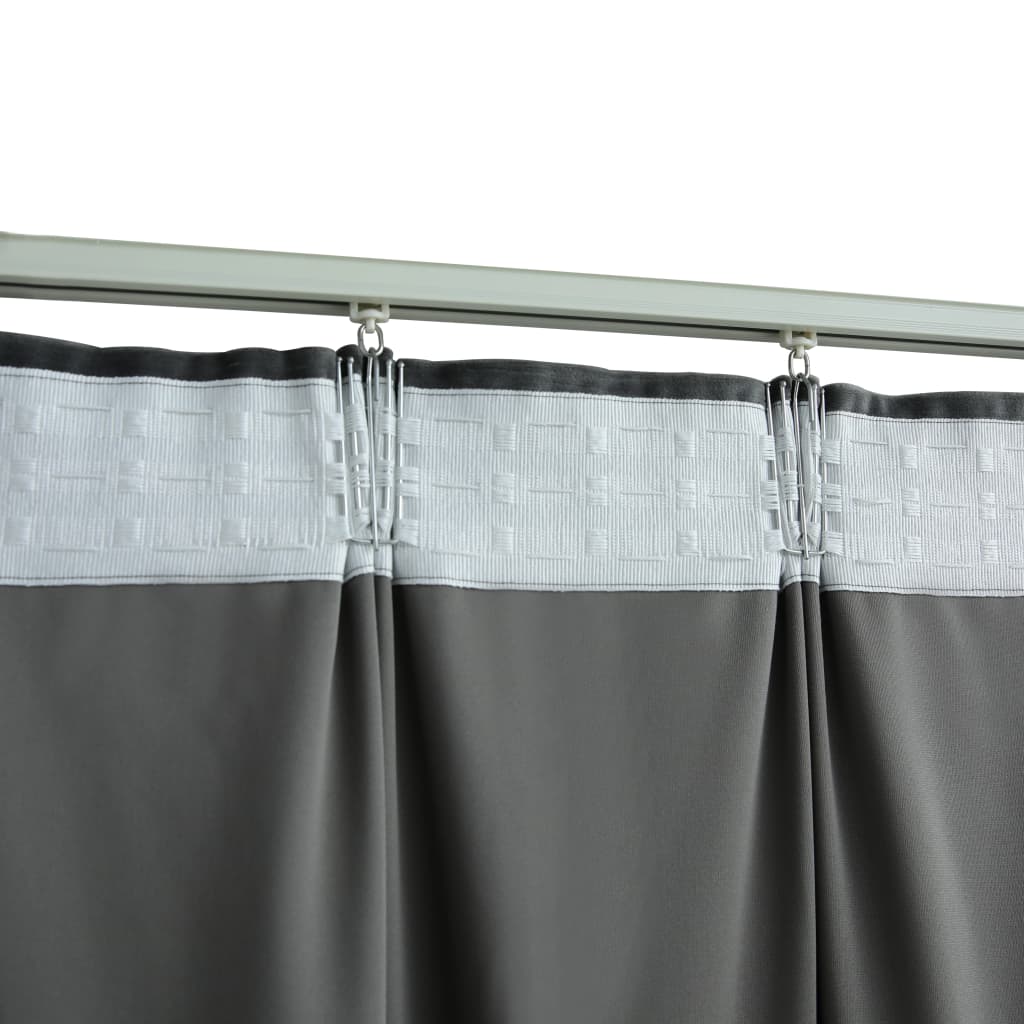 Cortinas opacas con ganchos 2 piezas Terciopelo antracita 140x245cm.