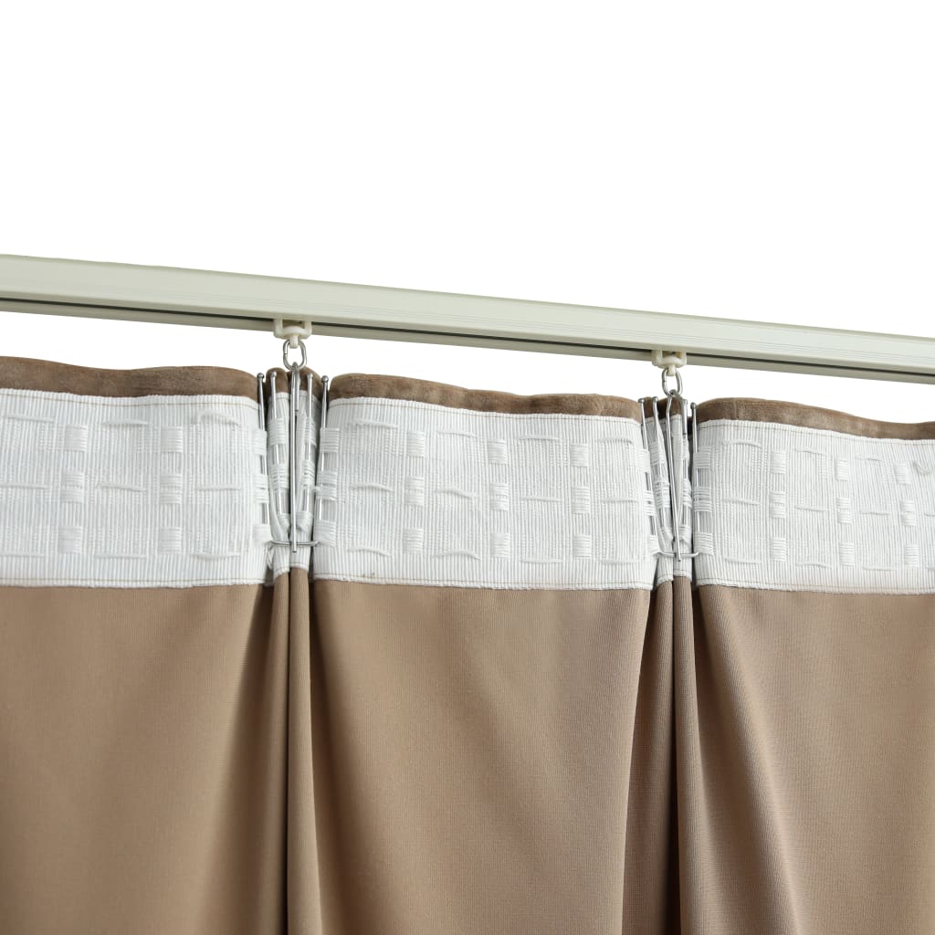 Cortinas opacas con ganchos 2 uds. Terciopelo beige 140x225 cm.