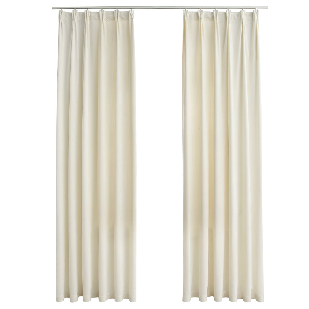 Cortinas opacas con ganchos 2 piezas terciopelo crema 140x175cm