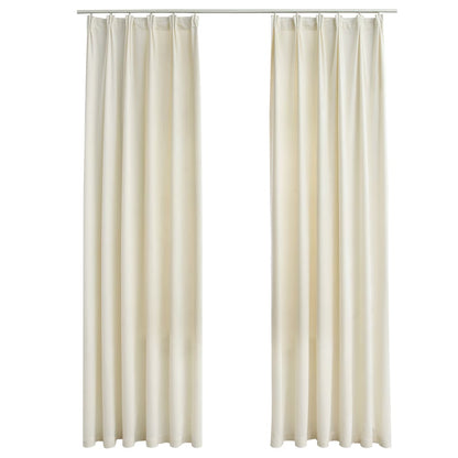 Cortinas opacas con ganchos 2 piezas terciopelo crema 140x175cm