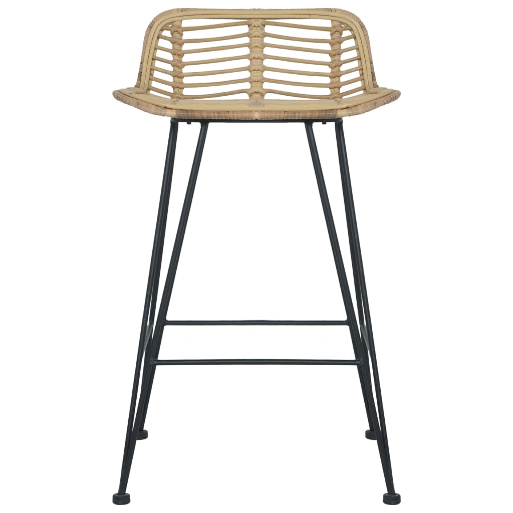 Barhocker 2 Stk. Rattan Natur