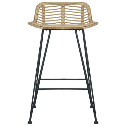 Barhocker 2 Stk. Rattan Natur