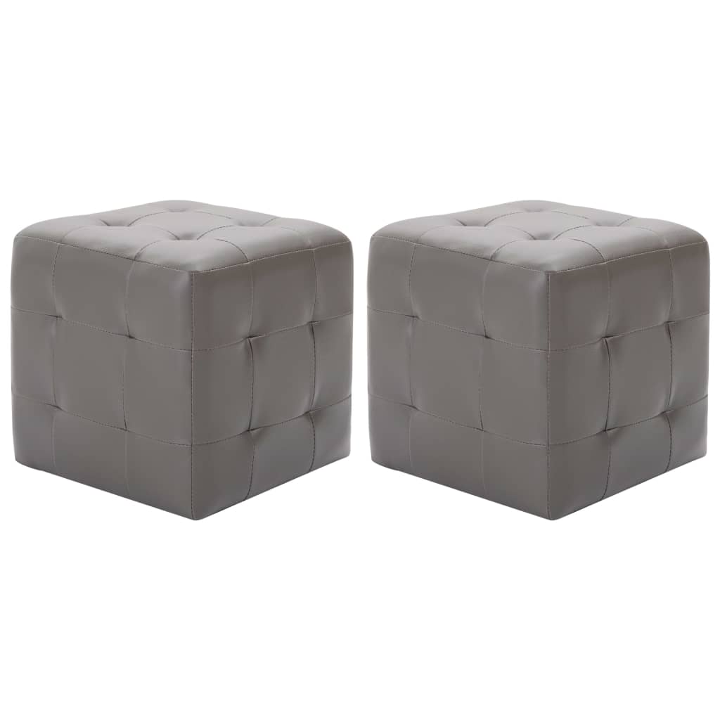 Pouf 2 Stk. Grau 30x30x30 cm Kunstleder