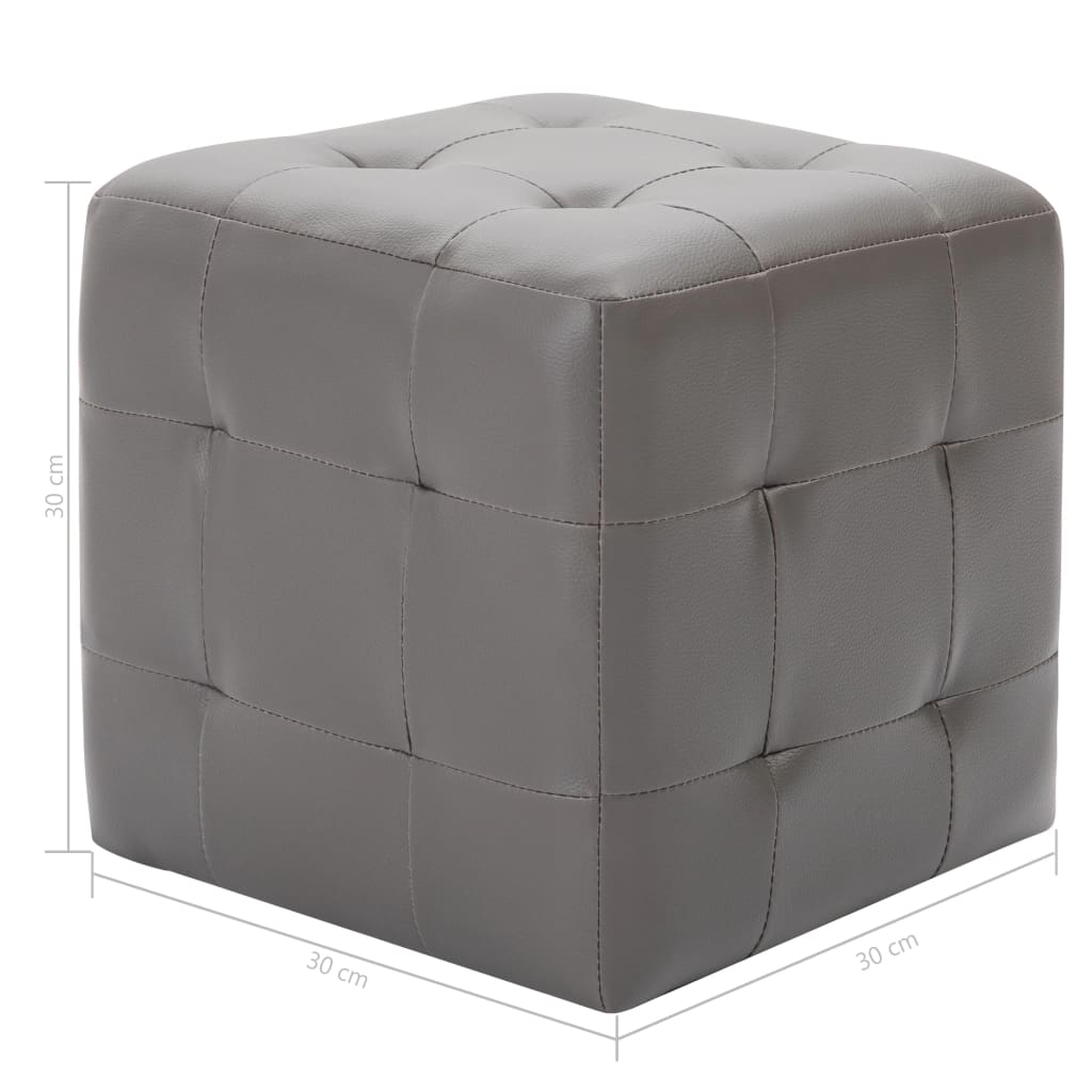 Pouf 2 Stk. Grau 30x30x30 cm Kunstleder