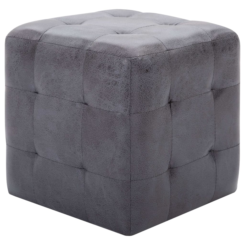 Pouf 2 Stk. Grau 30x30x30 cm Wildleder-Optik