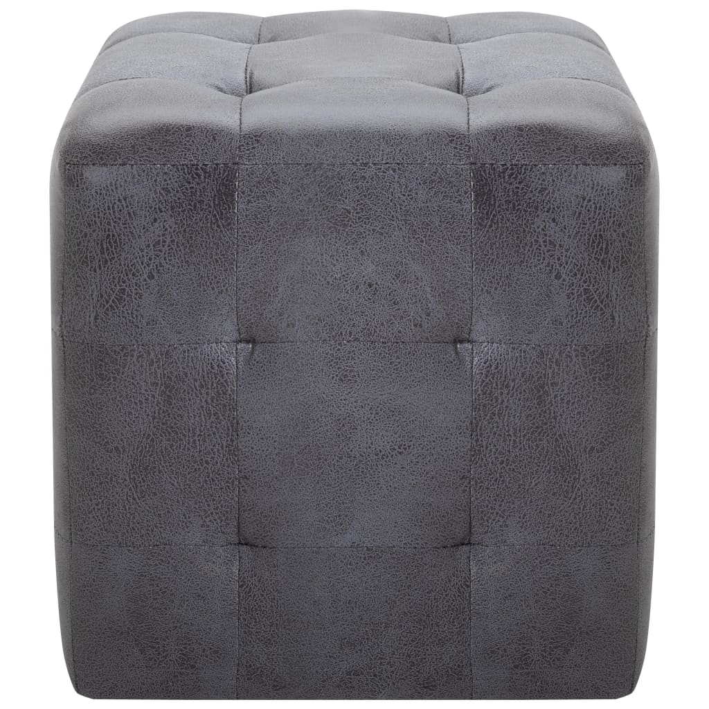 Pouf 2 Stk. Grau 30x30x30 cm Wildleder-Optik