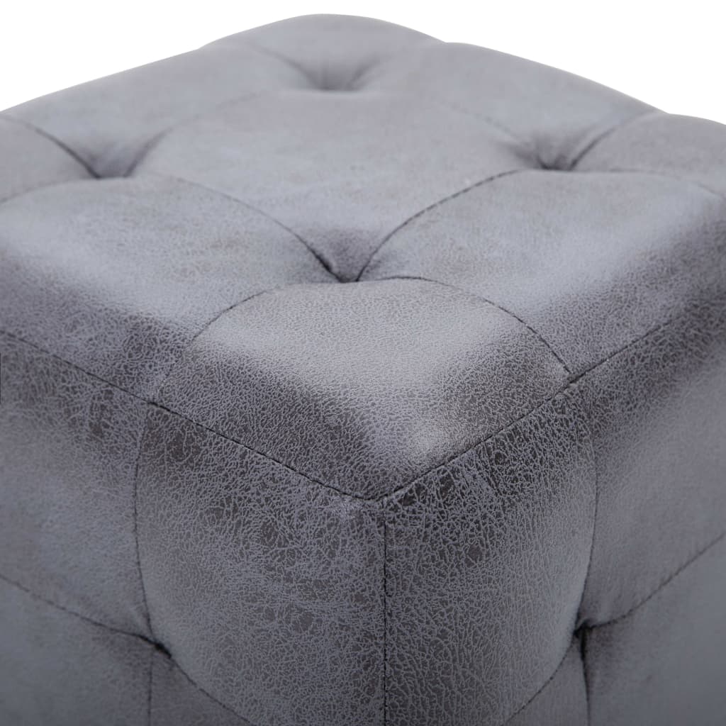 Pouf 2 Stk. Grau 30x30x30 cm Wildleder-Optik