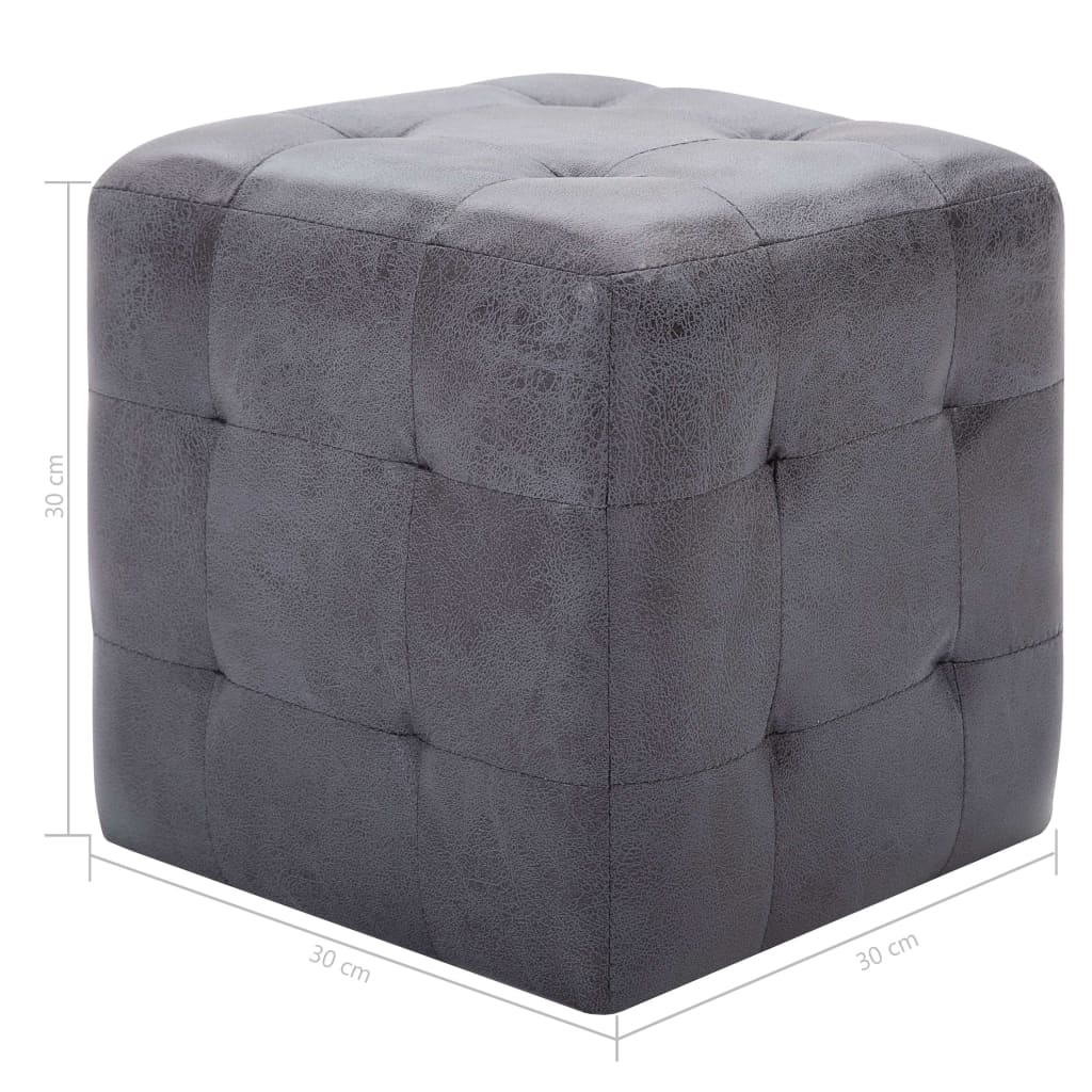 Pouf 2 Stk. Grau 30x30x30 cm Wildleder-Optik