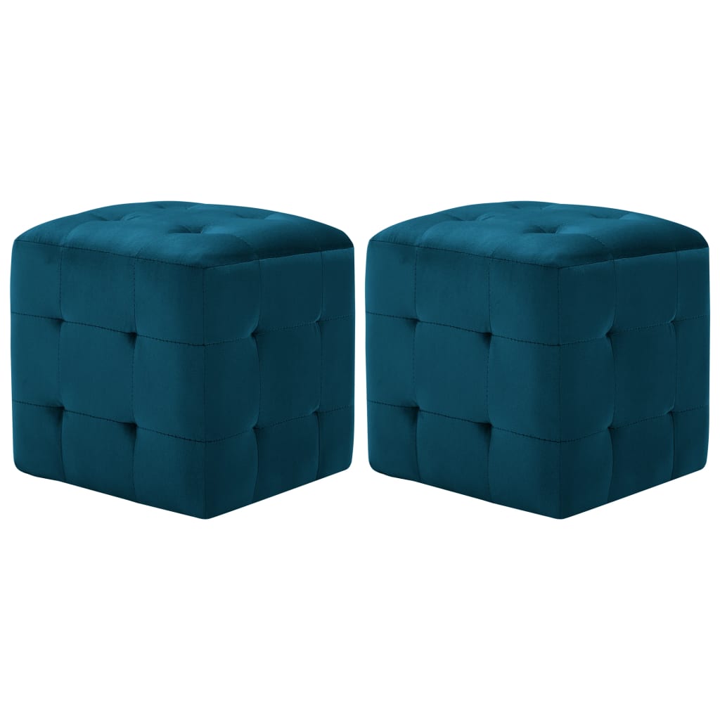 Pouf 2 Stk. Blau 30x30x30 cm Samtstoff