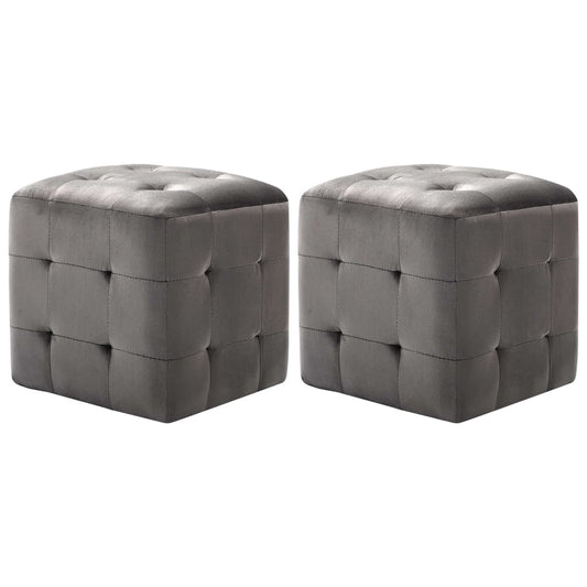 Pouf 2 Stk. Grau 30x30x30 cm Samtstoff