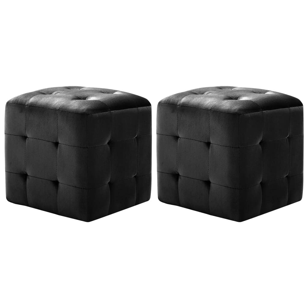 Pouf 2 Stk. Schwarz 30x30x30 cm Samtstoff