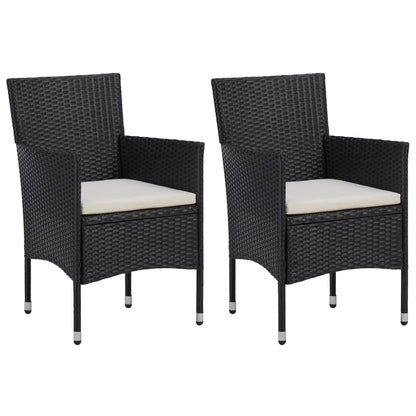 Garten-Essstühle 2 Stk. Poly Rattan Schwarz