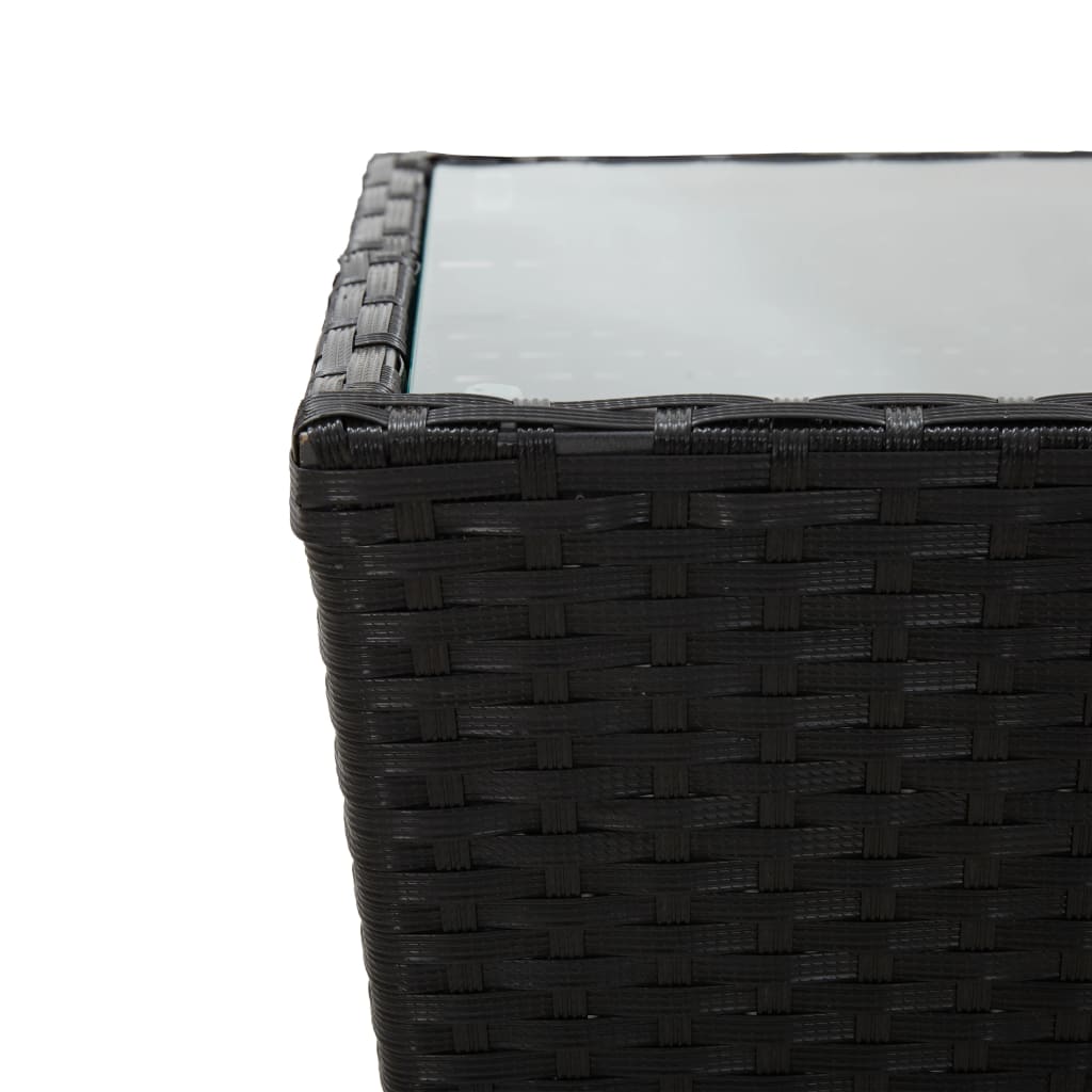 Garten-Couchtisch Schwarz 41,5×41,5×43 cm Poly Rattan und Hartglas