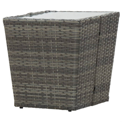 Garten-Couchtisch Grau 41,5x41,5x43 cm Poly Rattan und Hartglas