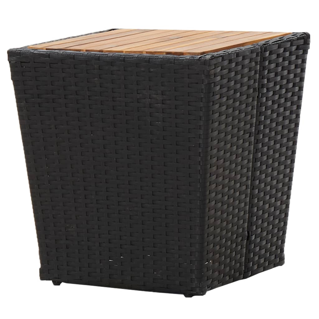 Garten-Couchtisch Schwarz 41,5×41,5×43 cm Poly Rattan & Massivholz