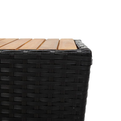 Garten-Couchtisch Schwarz 41,5×41,5×43 cm Poly Rattan & Massivholz