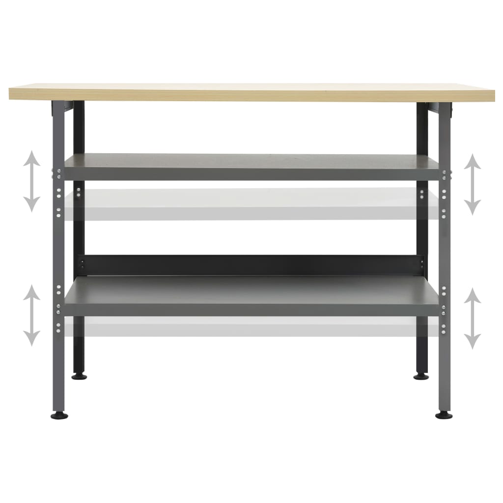 Werkbank Grau 120×60×85 cm Stahl