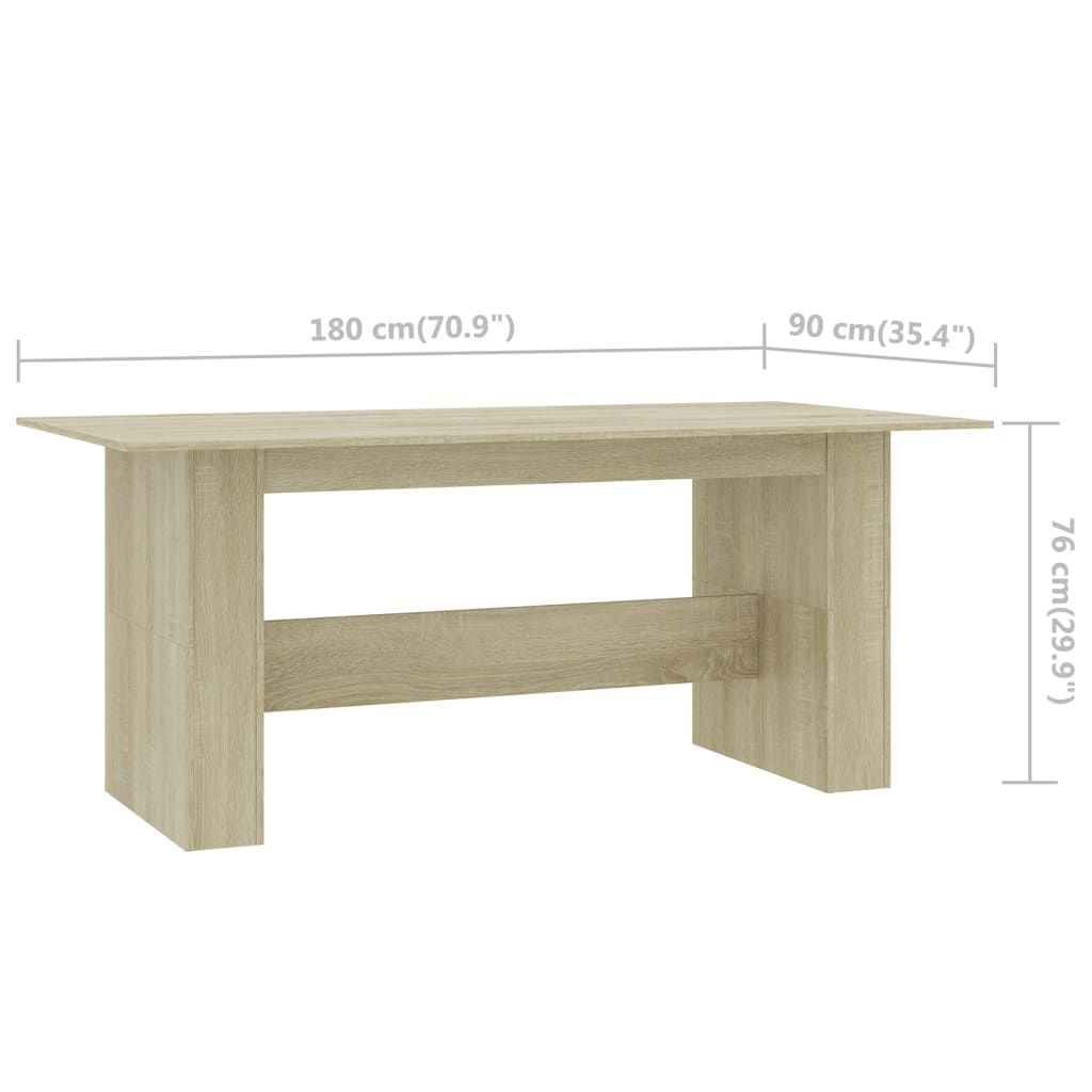 Mesa de comedor Sonoma roble 180x90x76 cm material madera