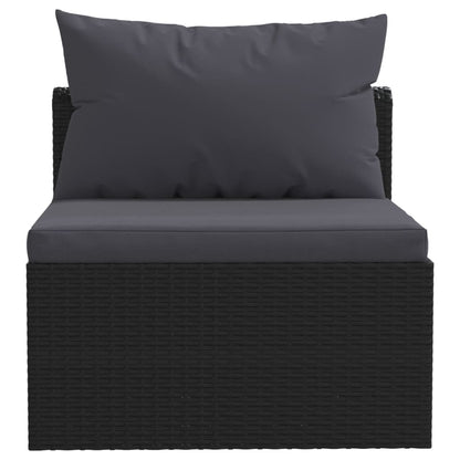 4 pièces. Ensemble canapé de jardin avec coussins poly rotin noir