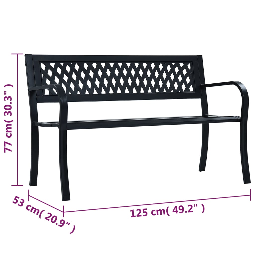 Banc de jardin 125 cm acier noir