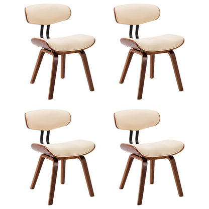 Chaises de salle à manger 4 pcs. Bois courbé crème et simili cuir