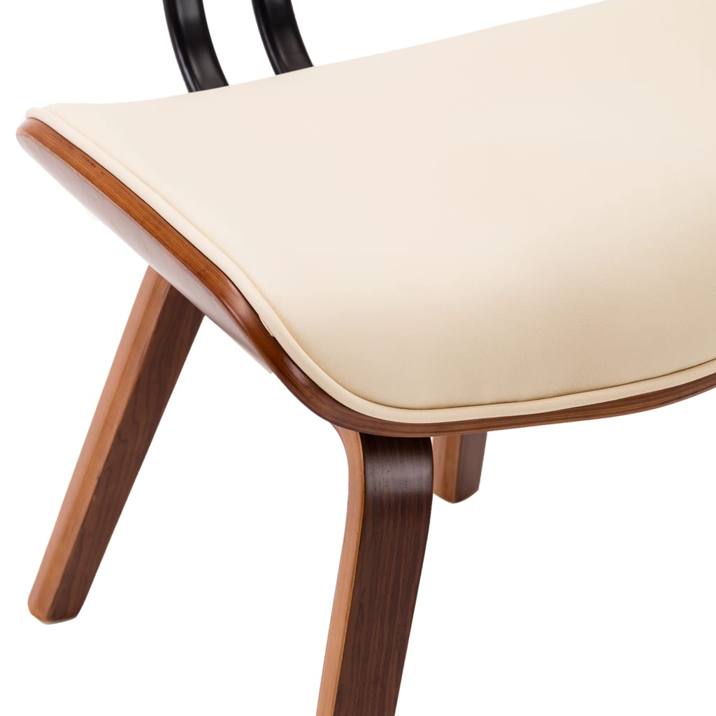 Chaises de salle à manger 4 pcs. Bois courbé crème et simili cuir