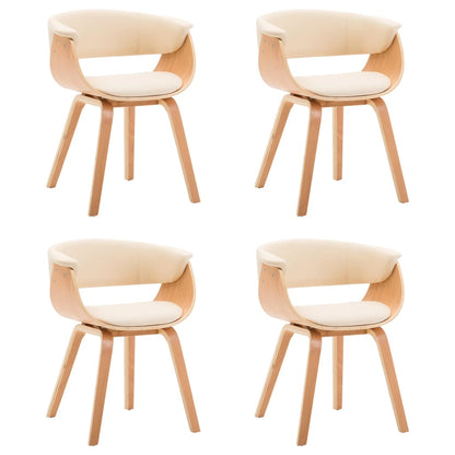 Chaises de salle à manger 4 pcs. Bois courbé crème et simili cuir