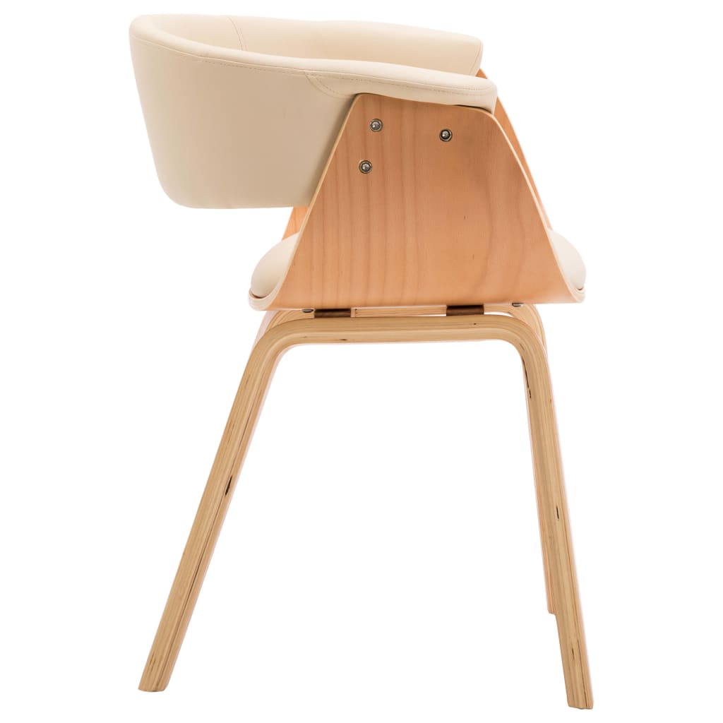 Chaises de salle à manger 4 pcs. Bois courbé crème et simili cuir