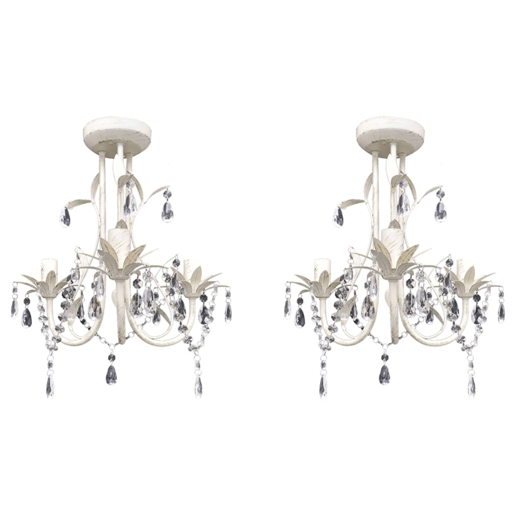 Lustre plafonnier en cristal 2 pcs Blanc élégant