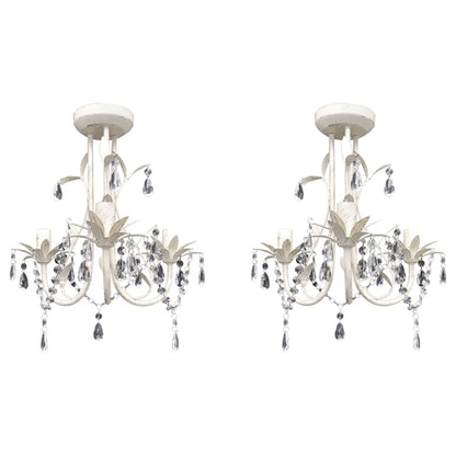 Lustre plafonnier en cristal 2 pcs Blanc élégant