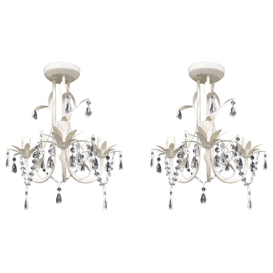 Lustre plafonnier en cristal 2 pcs Blanc élégant