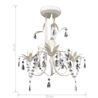 Lustre plafonnier en cristal 2 pcs Blanc élégant