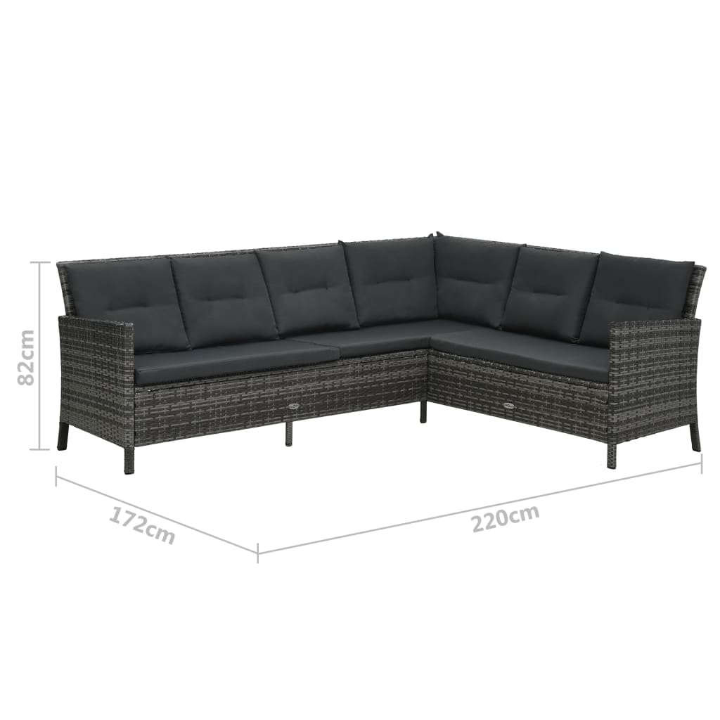 4-tlg. Garten-Lounge-Set mit Kissen Poly Rattan Grau